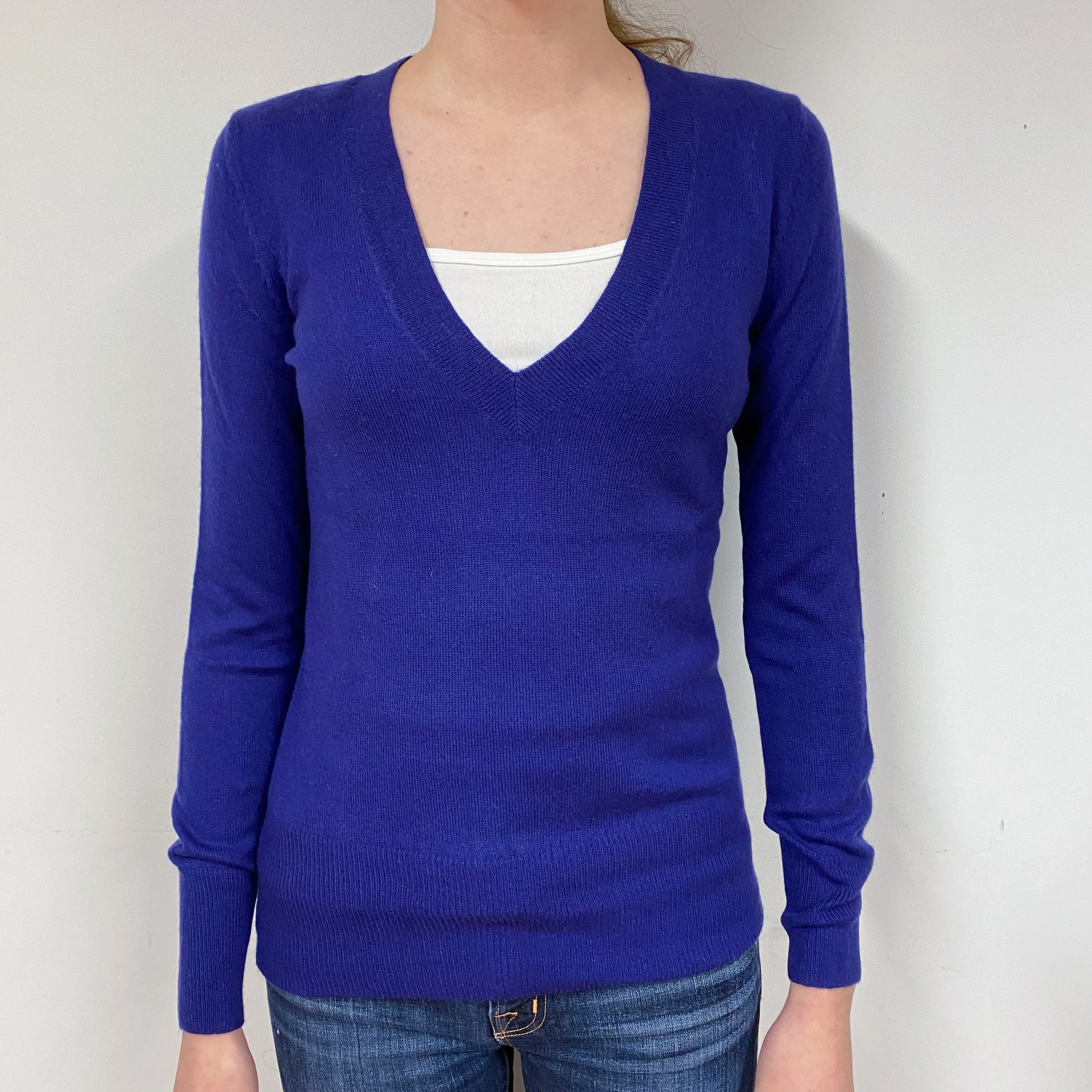 Indigo Purple Cashmere V-Neck Jumper Extra Small