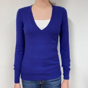 Indigo Purple Cashmere V-Neck Jumper Extra Small