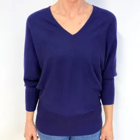 Indigo Purple Cashmere V-Neck Jumper Medium
