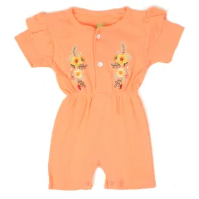 Infant Girls Knitted Romper Flower Bunch - PEACH NECT