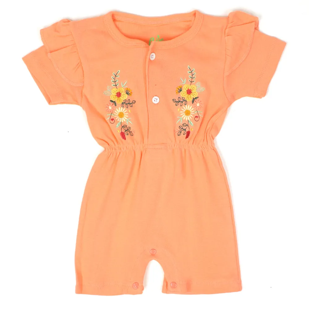 Infant Girls Knitted Romper Flower Bunch - PEACH NECT