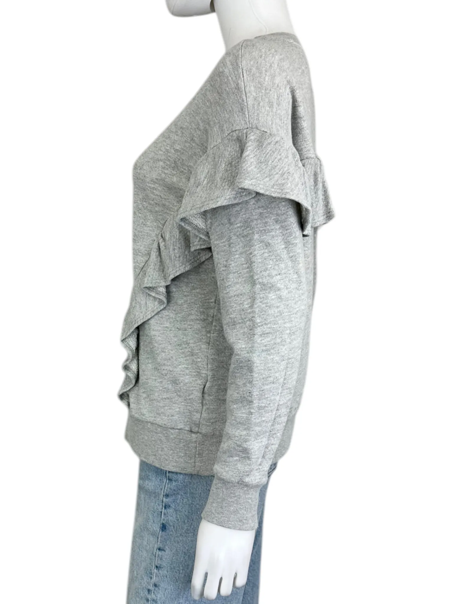 joie Gray Ruffle Knit Top Size S