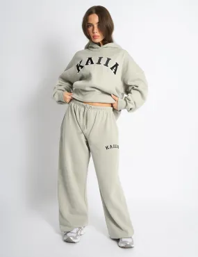 Kaiia Logo Wide Leg Joggers Pebble
