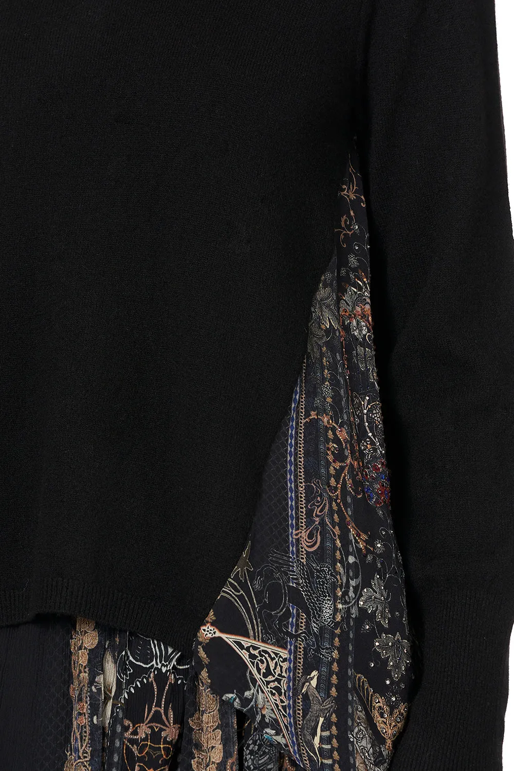 KNIT JUMPER WITH SILK GODET SON OF SEVEN QUEENS