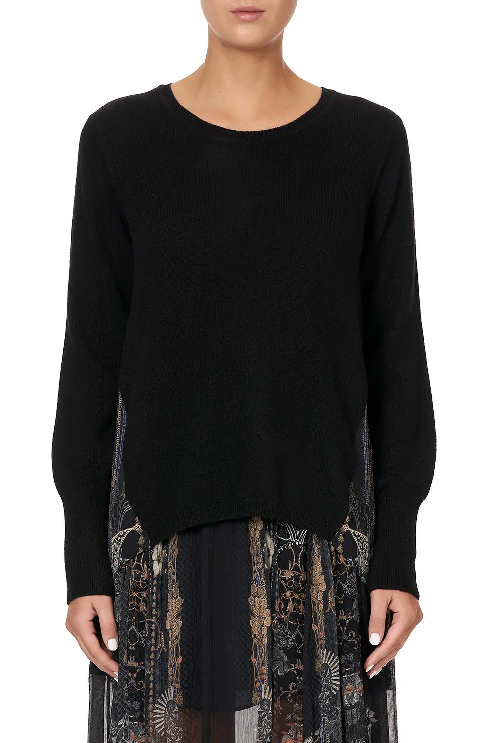 KNIT JUMPER WITH SILK GODET SON OF SEVEN QUEENS