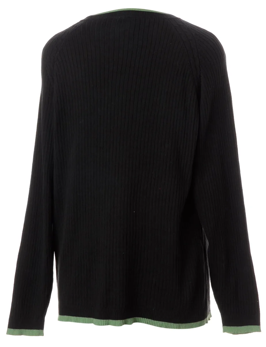 Label Black Zip Front Knitted Jumper