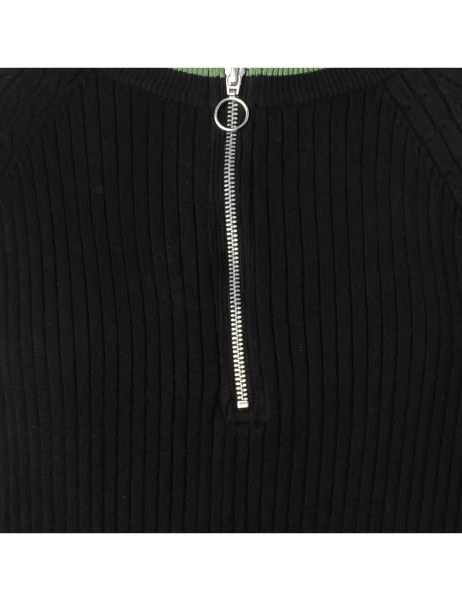 Label Black Zip Front Knitted Jumper