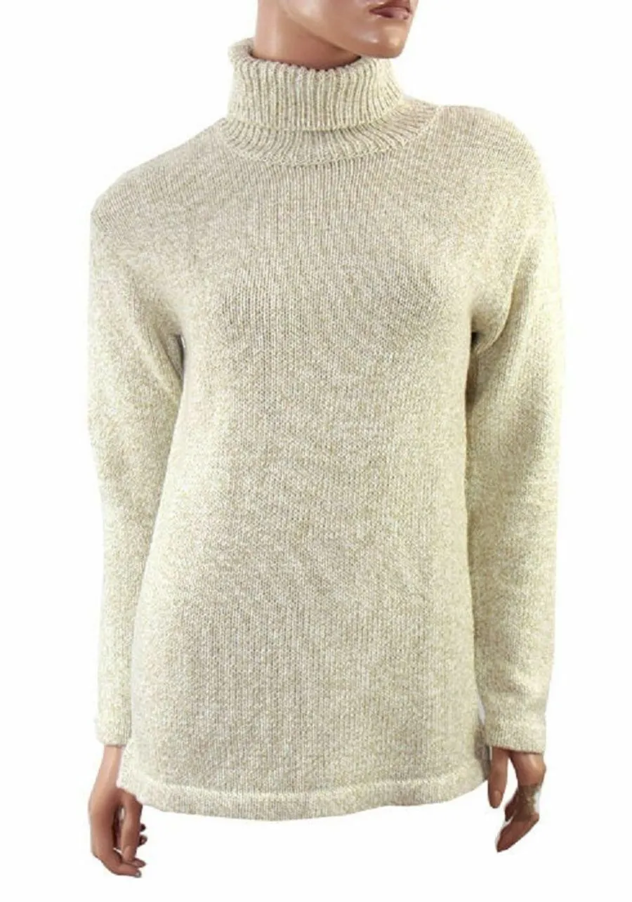 Ladies Beige Real comfort roll up neck jumper