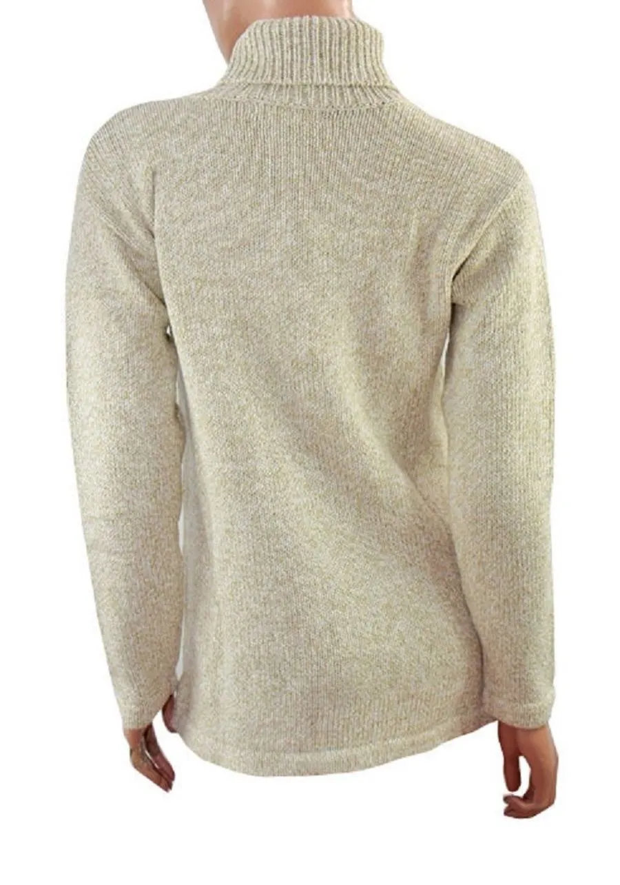 Ladies Beige Real comfort roll up neck jumper