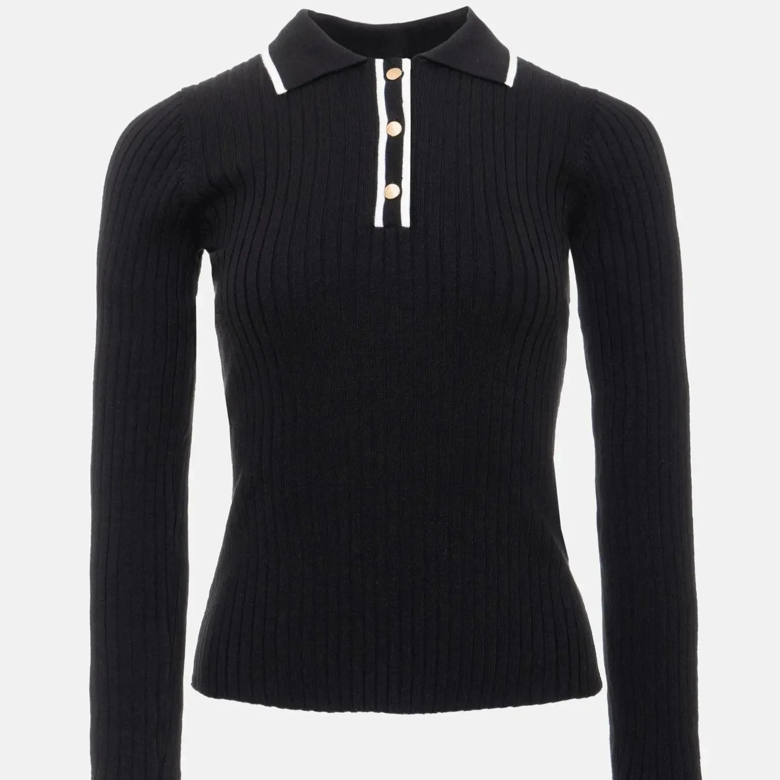 Lexie Vintage Ribbed Knit Polo Top