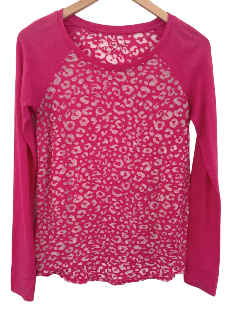 Light Summer Pink Leopard Print Raglan Tee