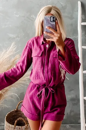 Lighthearted Linen Romper (Berry)