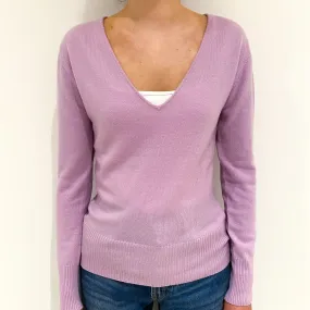 Lilac Purple Cashmere V-Neck Jumper Extra Small