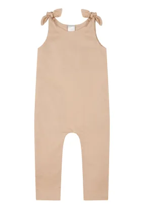 Linen tie romper /CLAY