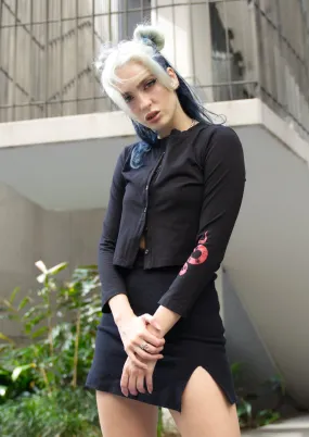 Long Sleeve Button Crop