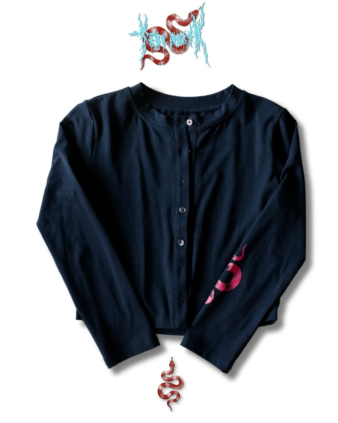 Long Sleeve Button Crop