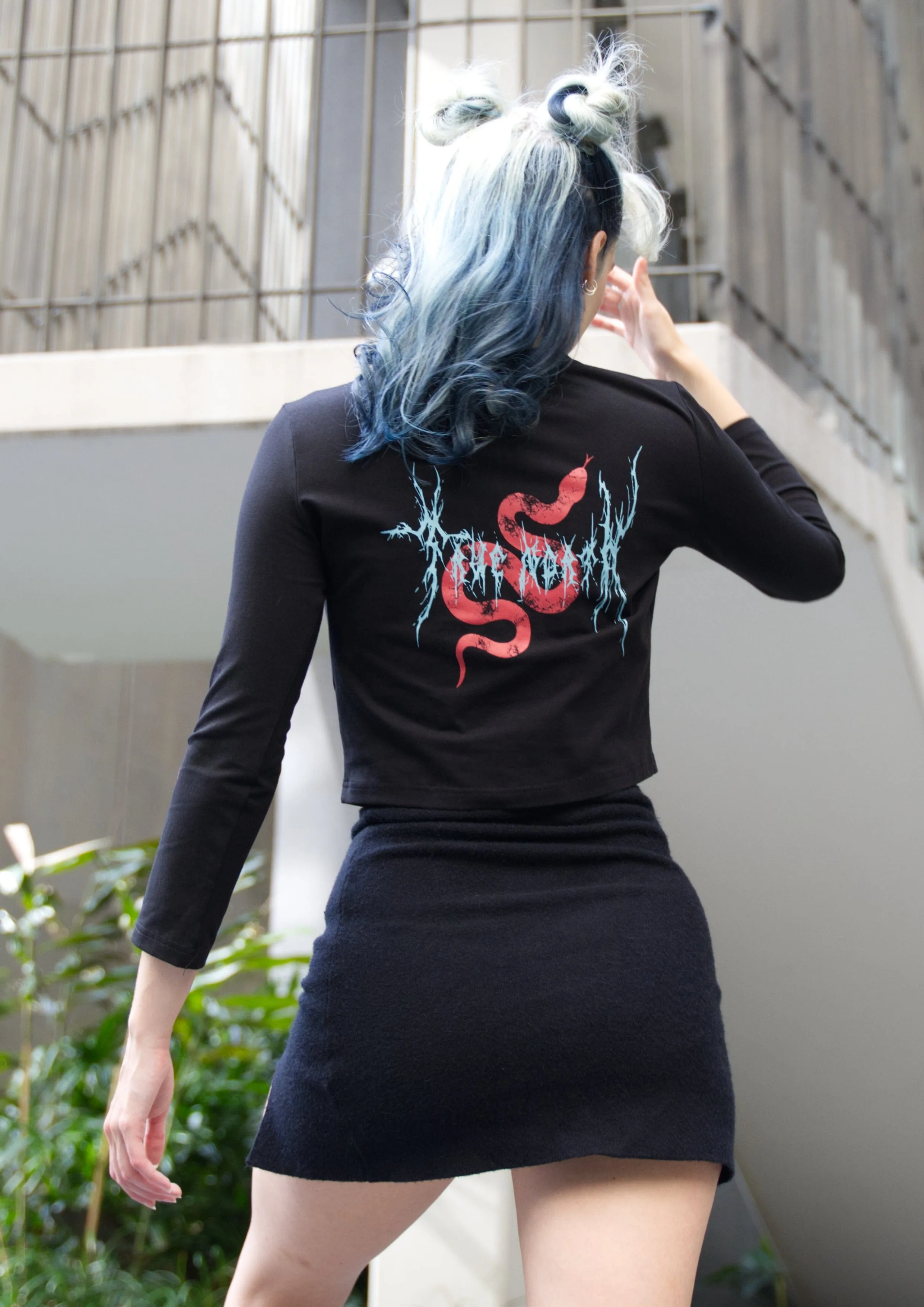 Long Sleeve Button Crop