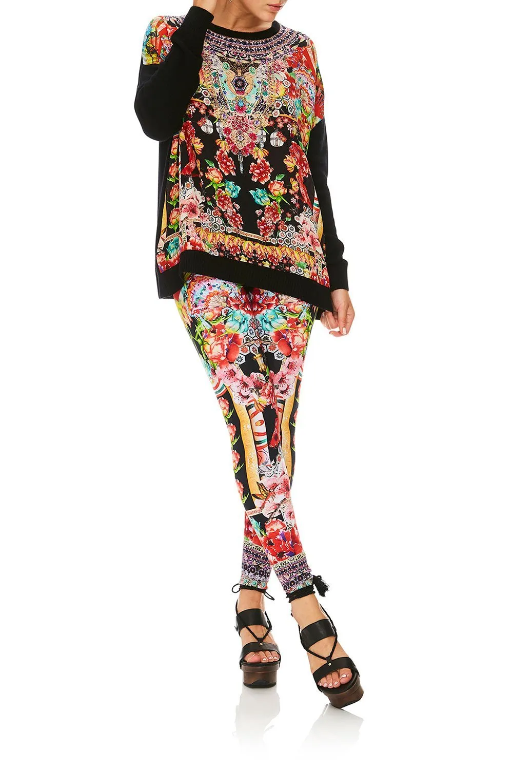 LOOSE FIT JUMPER WITH KNIT FRONT PAINTED LAND