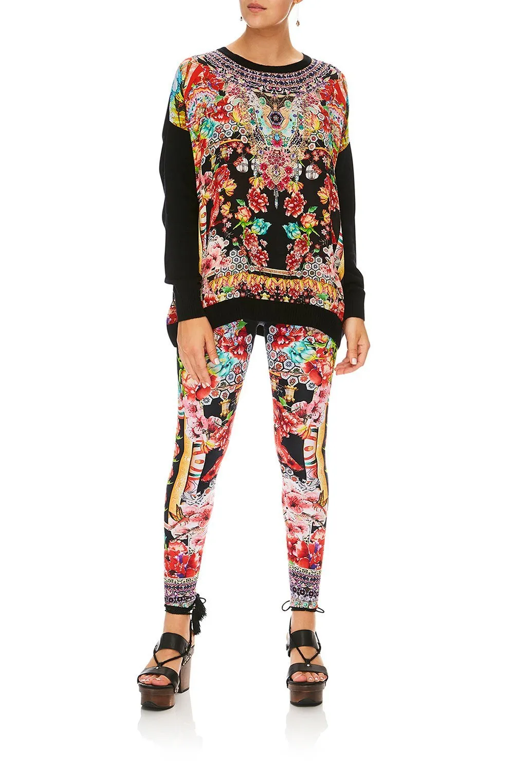 LOOSE FIT JUMPER WITH KNIT FRONT PAINTED LAND