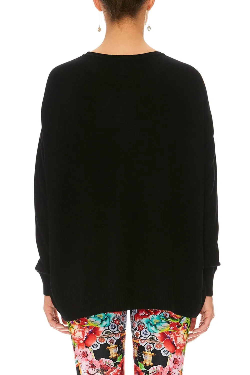 LOOSE FIT JUMPER WITH KNIT FRONT PAINTED LAND