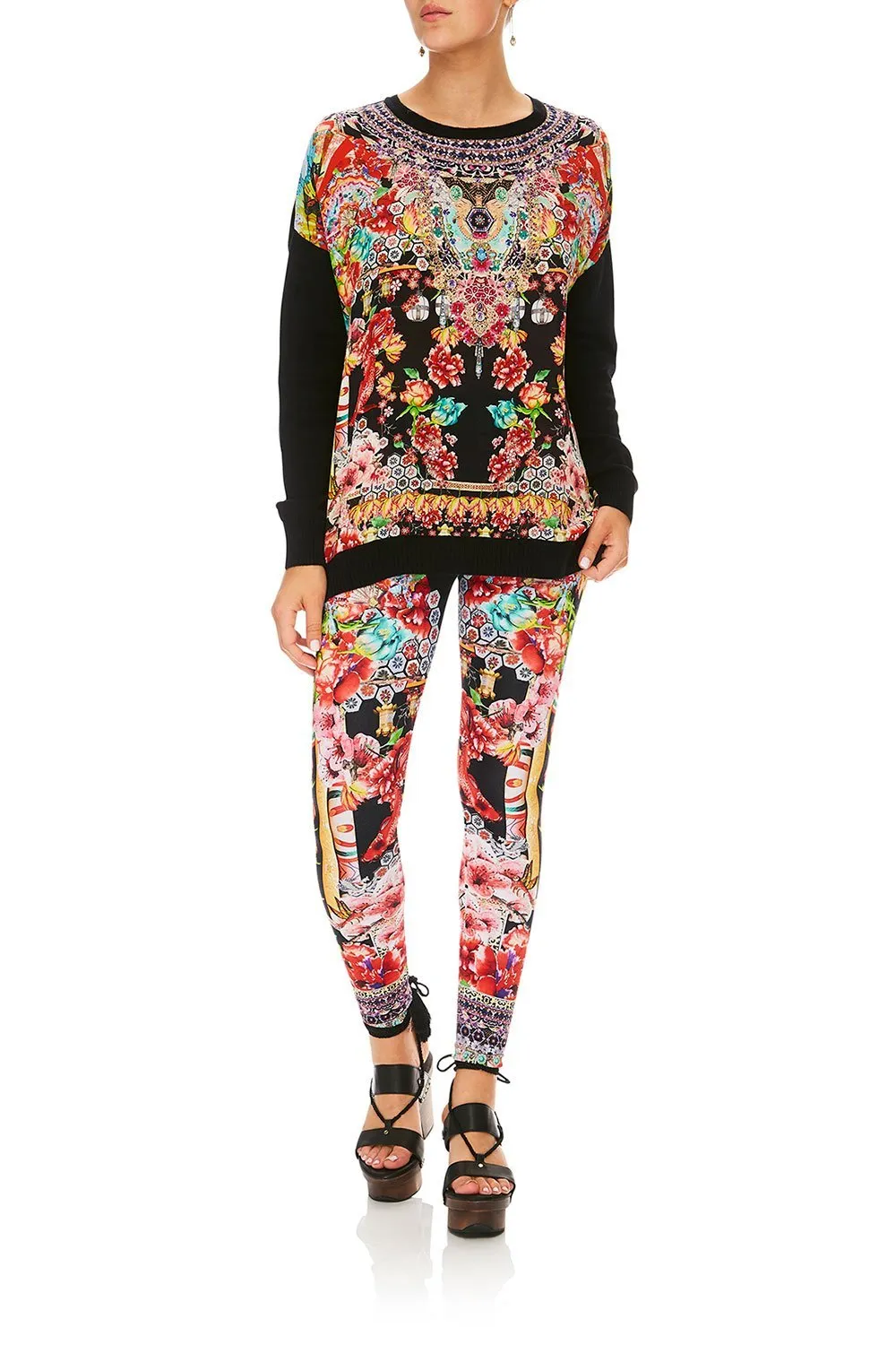 LOOSE FIT JUMPER WITH KNIT FRONT PAINTED LAND