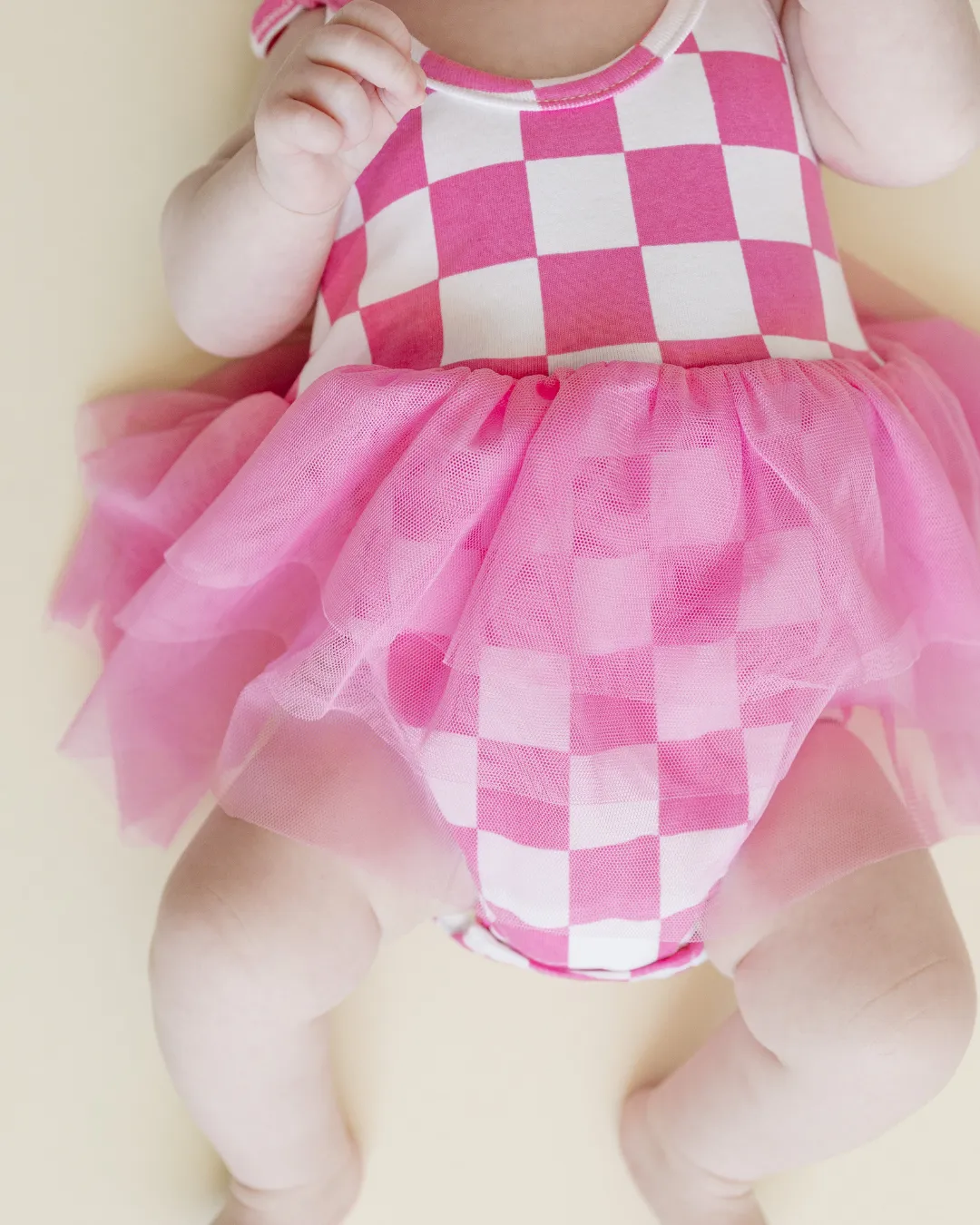 LPK Tutu Romper - Checkered Bubble Gum
