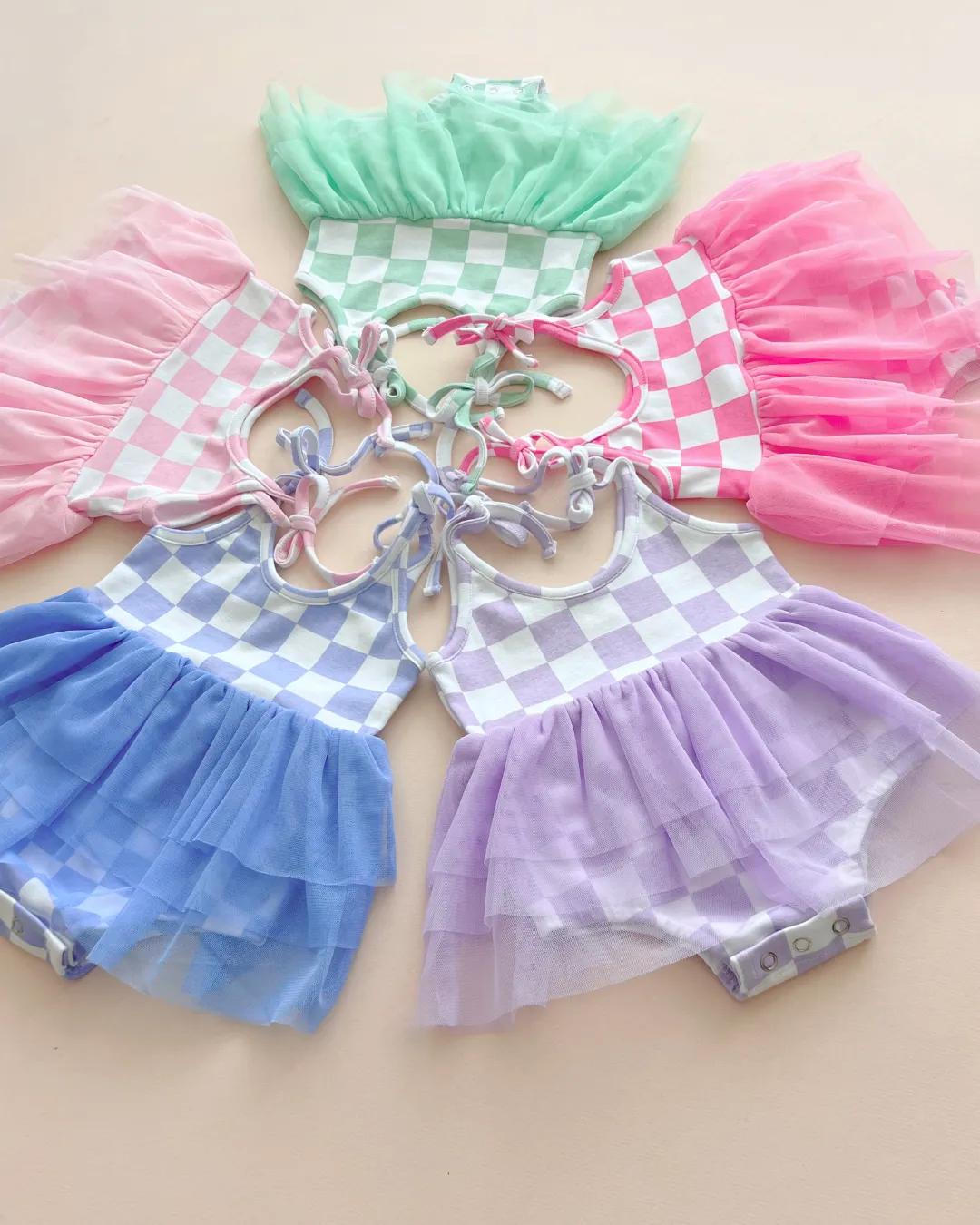 LPK Tutu Romper - Checkered Bubble Gum