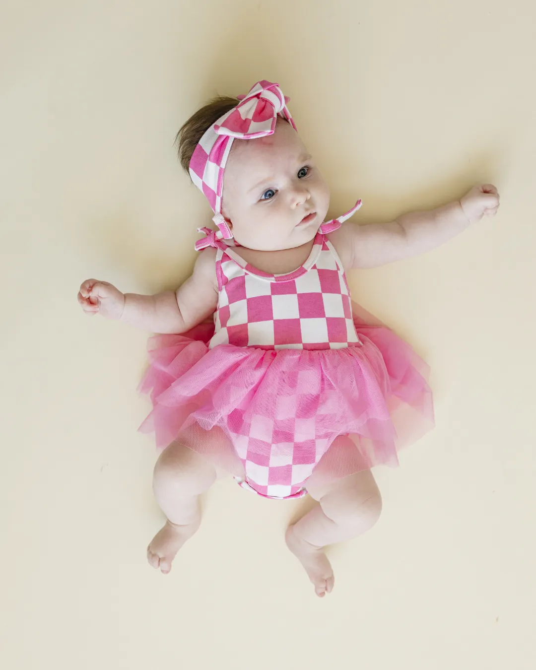 LPK Tutu Romper - Checkered Bubble Gum