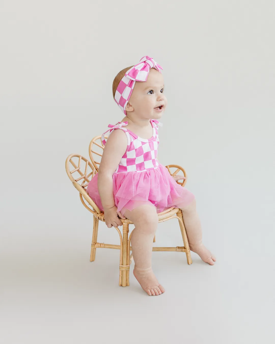 LPK Tutu Romper - Checkered Bubble Gum