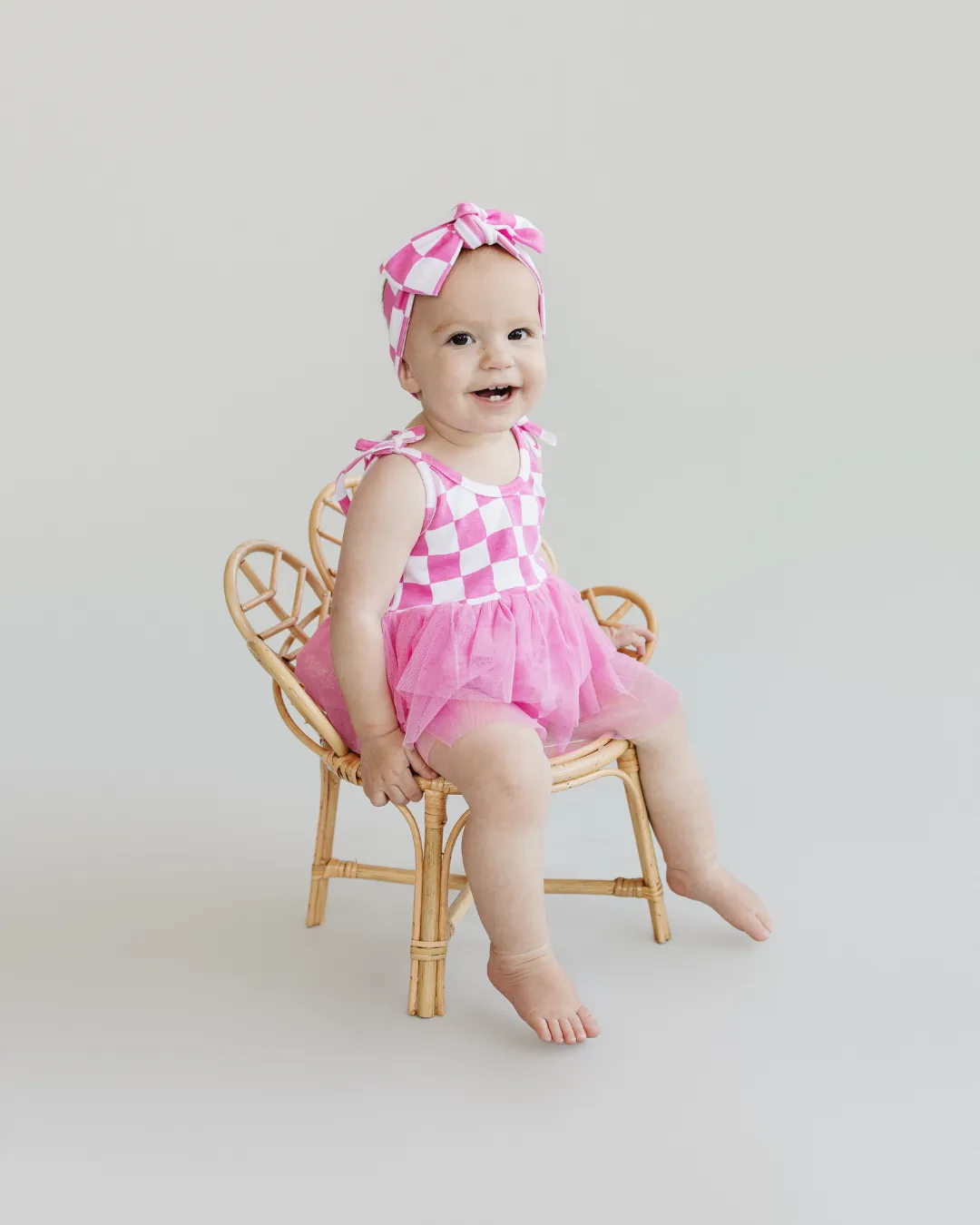 LPK Tutu Romper - Checkered Bubble Gum