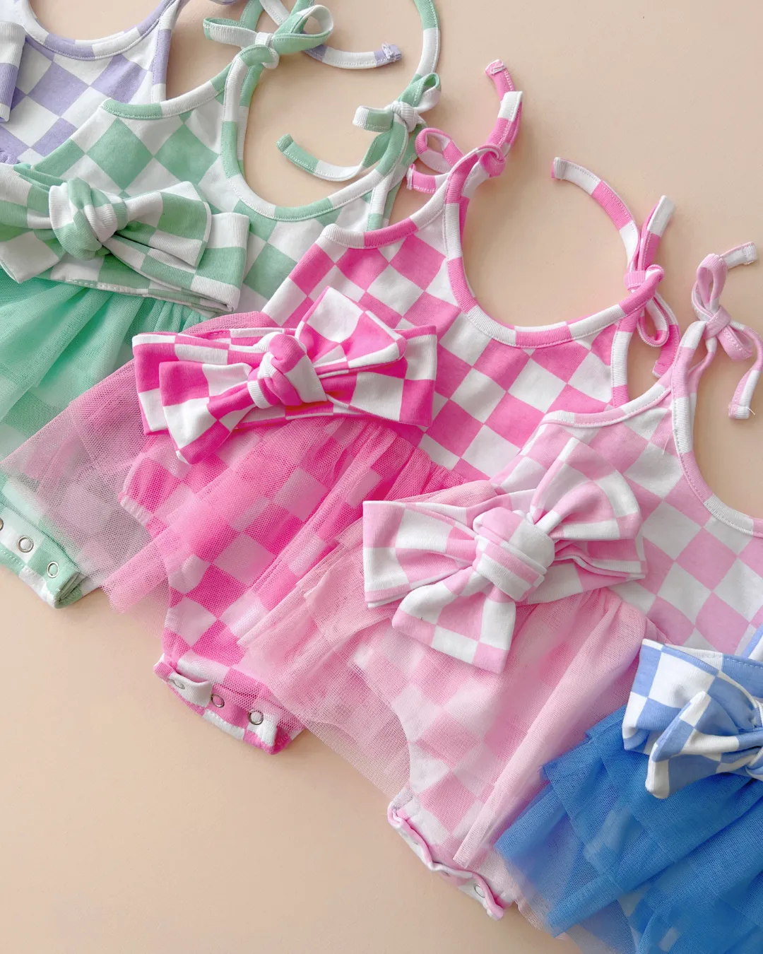 LPK Tutu Romper - Checkered Bubble Gum