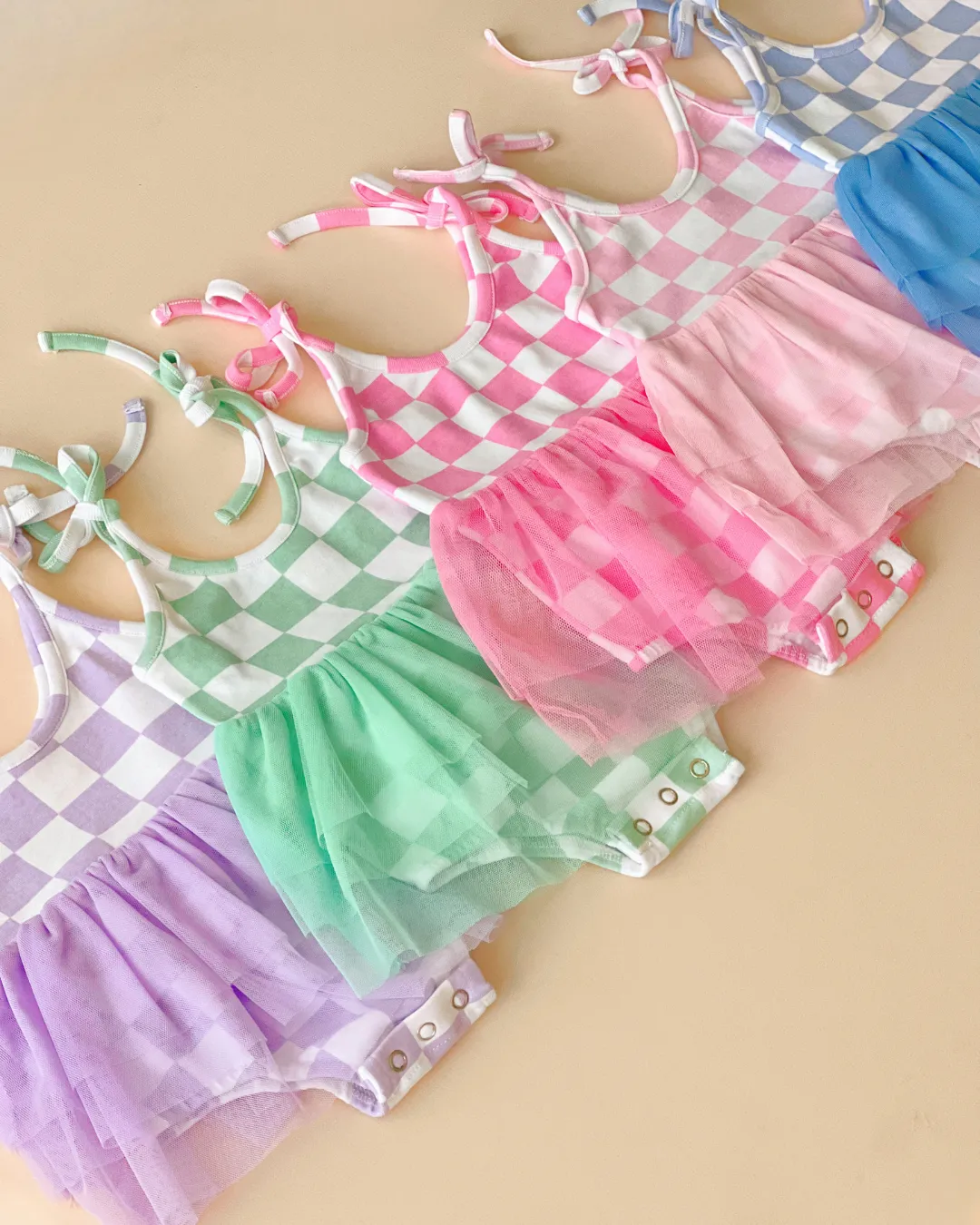 LPK Tutu Romper - Checkered Bubble Gum
