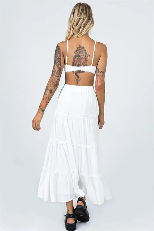 MDX White Basic Pleated Women's Long Skirt - Zoetermeer