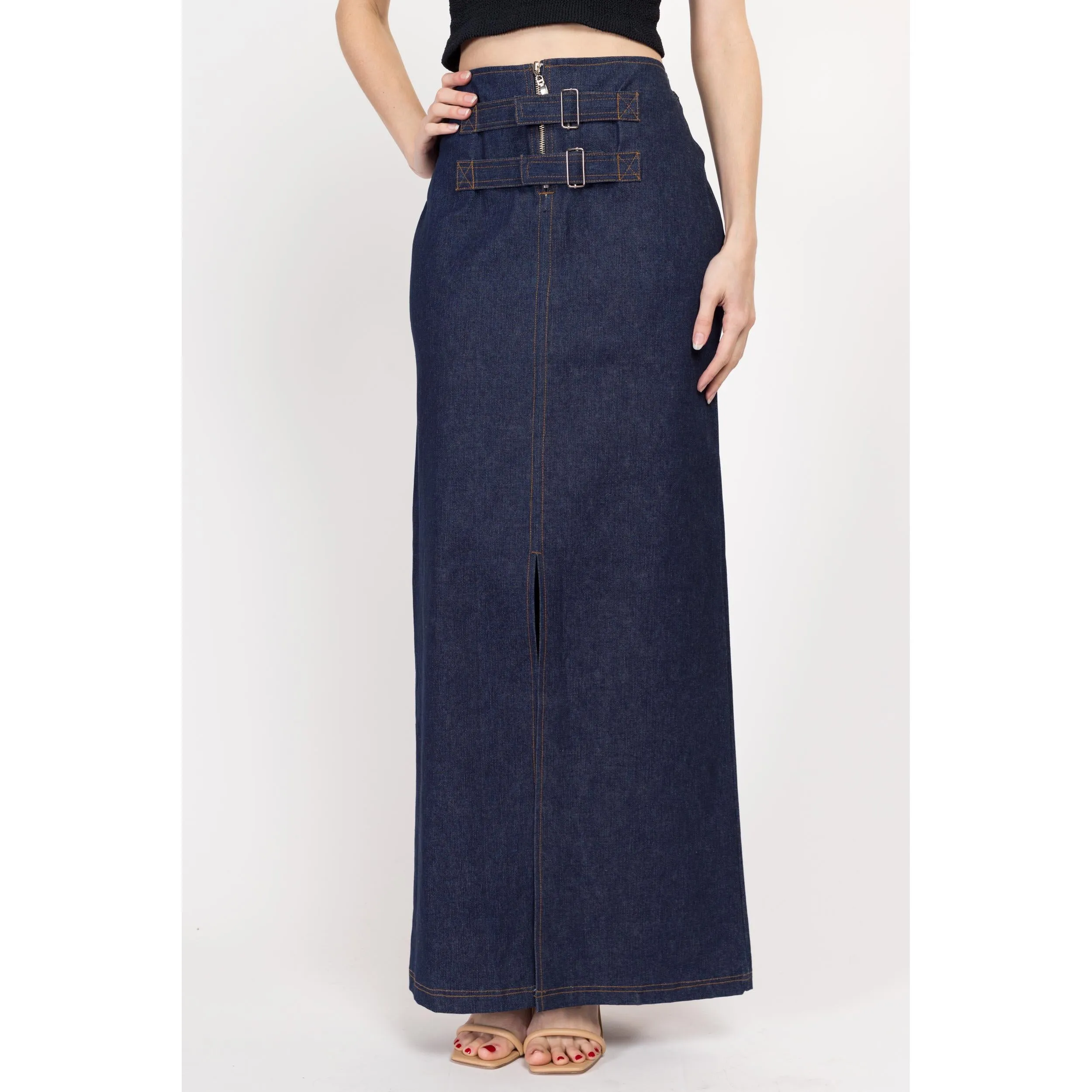 Medium Y2K Dark Wash Denim Maxi Skirt