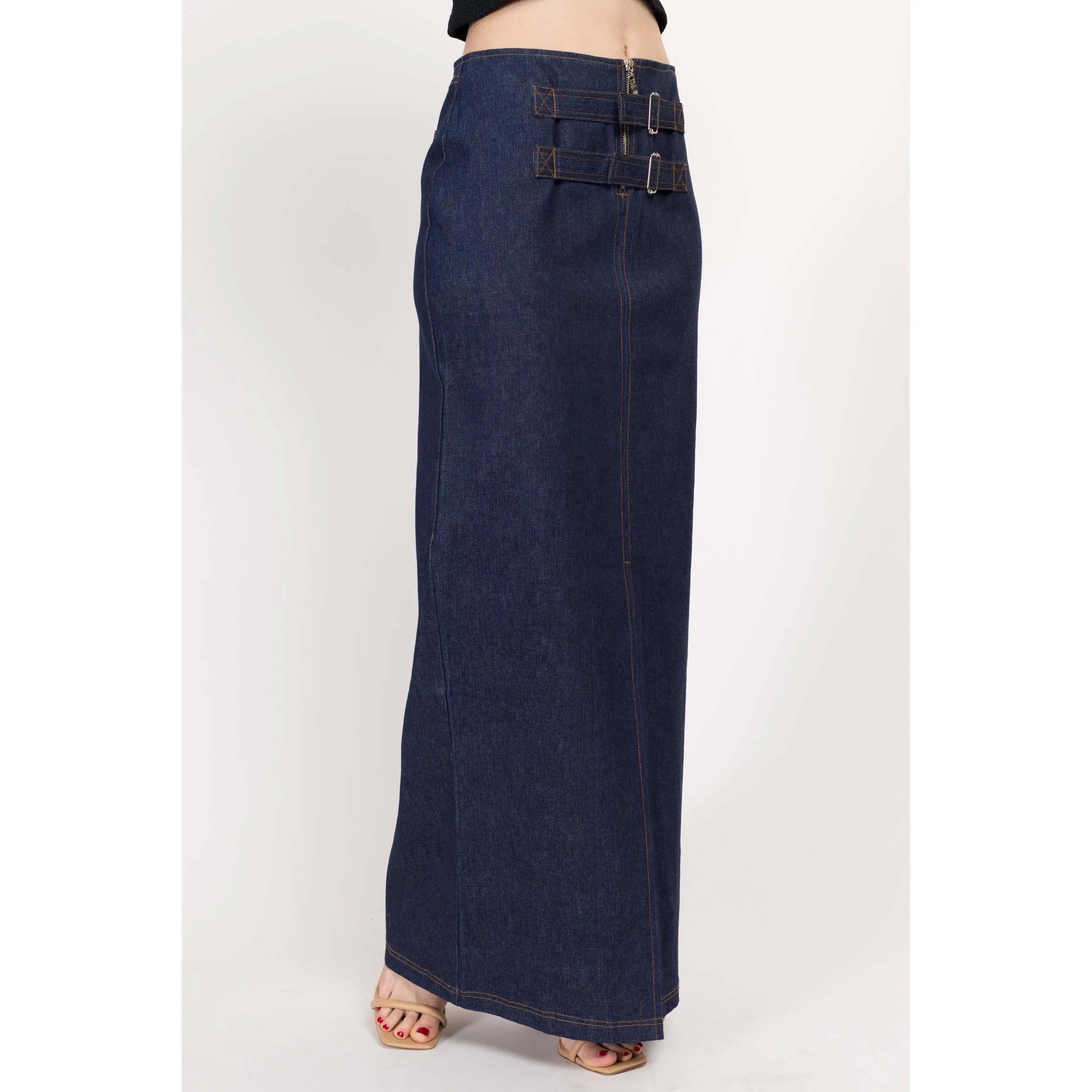 Medium Y2K Dark Wash Denim Maxi Skirt
