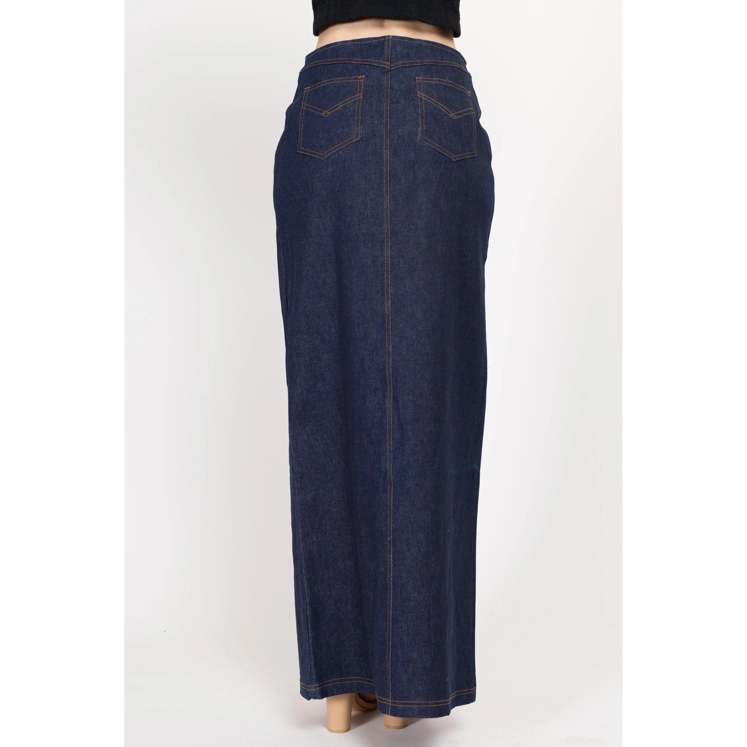 Medium Y2K Dark Wash Denim Maxi Skirt