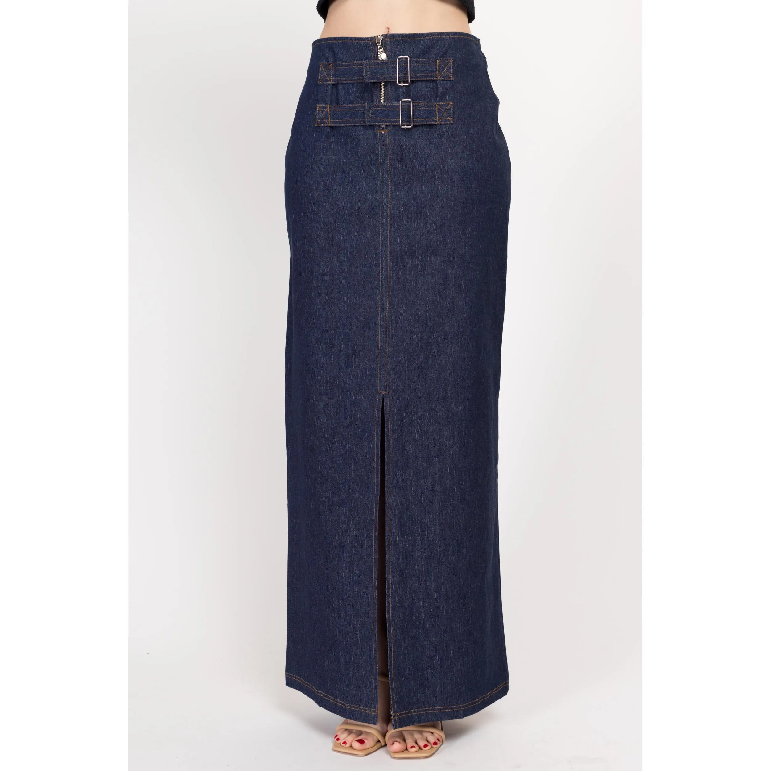 Medium Y2K Dark Wash Denim Maxi Skirt