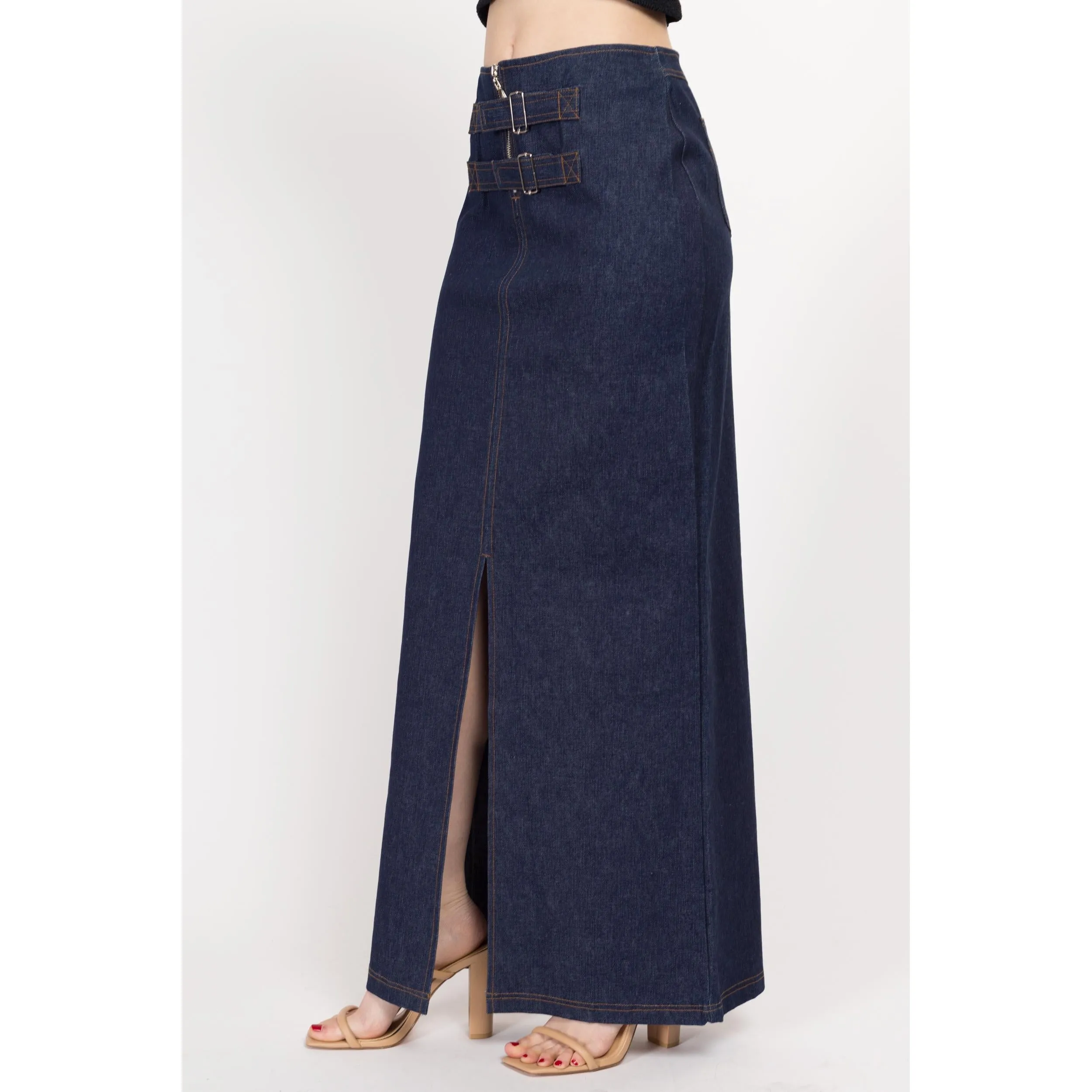 Medium Y2K Dark Wash Denim Maxi Skirt
