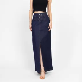Medium Y2K Dark Wash Denim Maxi Skirt