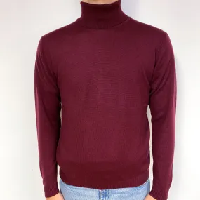 Men's Mulberry Purple Cashmere Polo Neck Jumper Medium