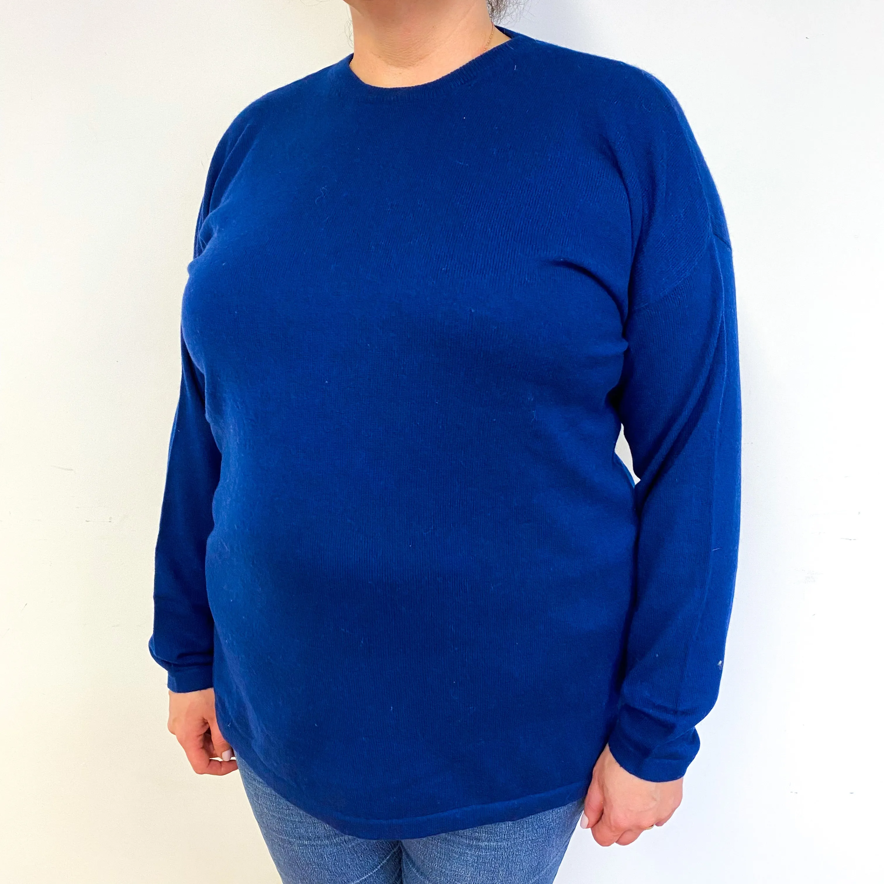 Midnight Blue Cashmere Crew Neck Jumper Extra Large
