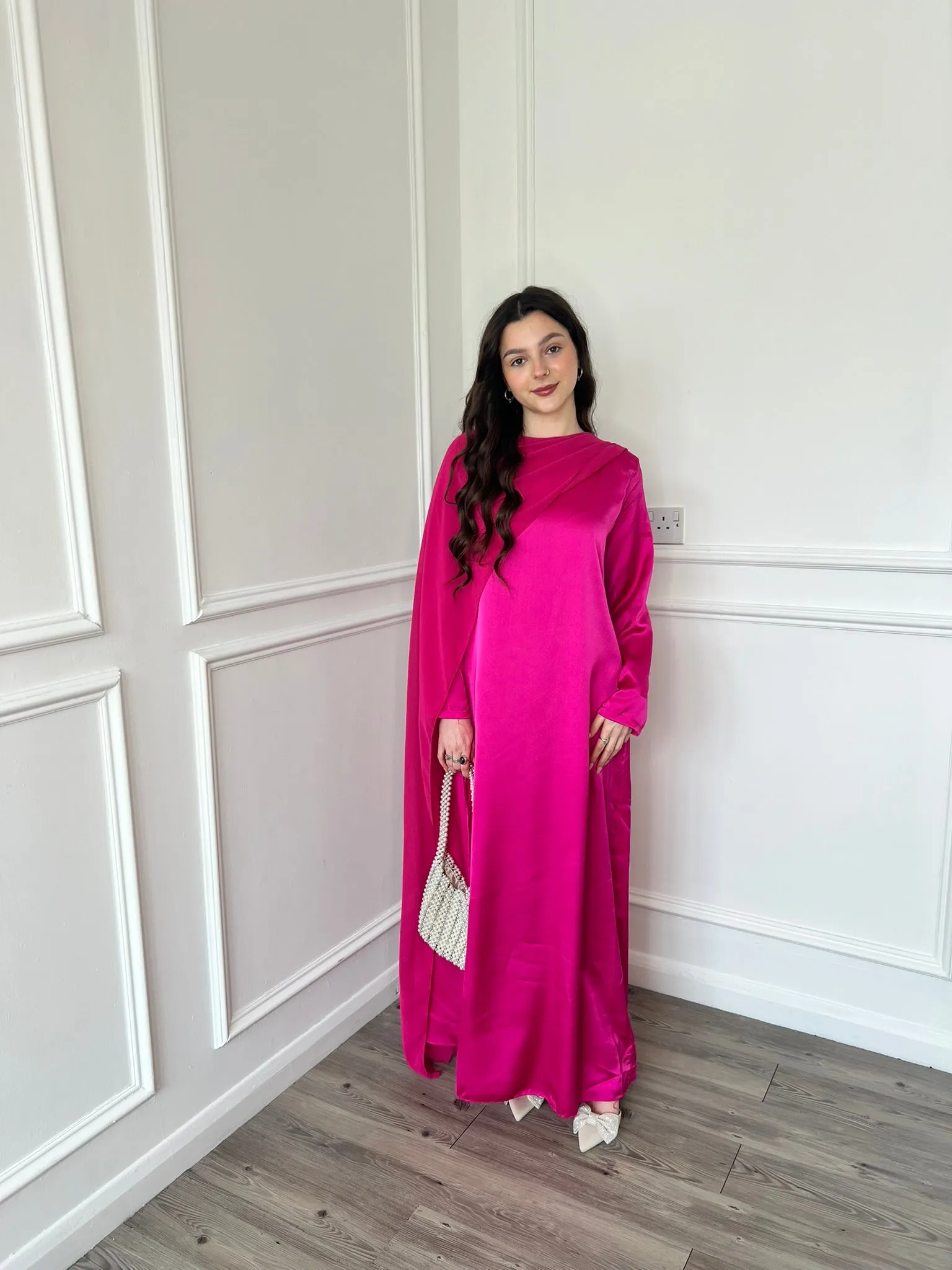 Miri Cape Dress - Hot Pink