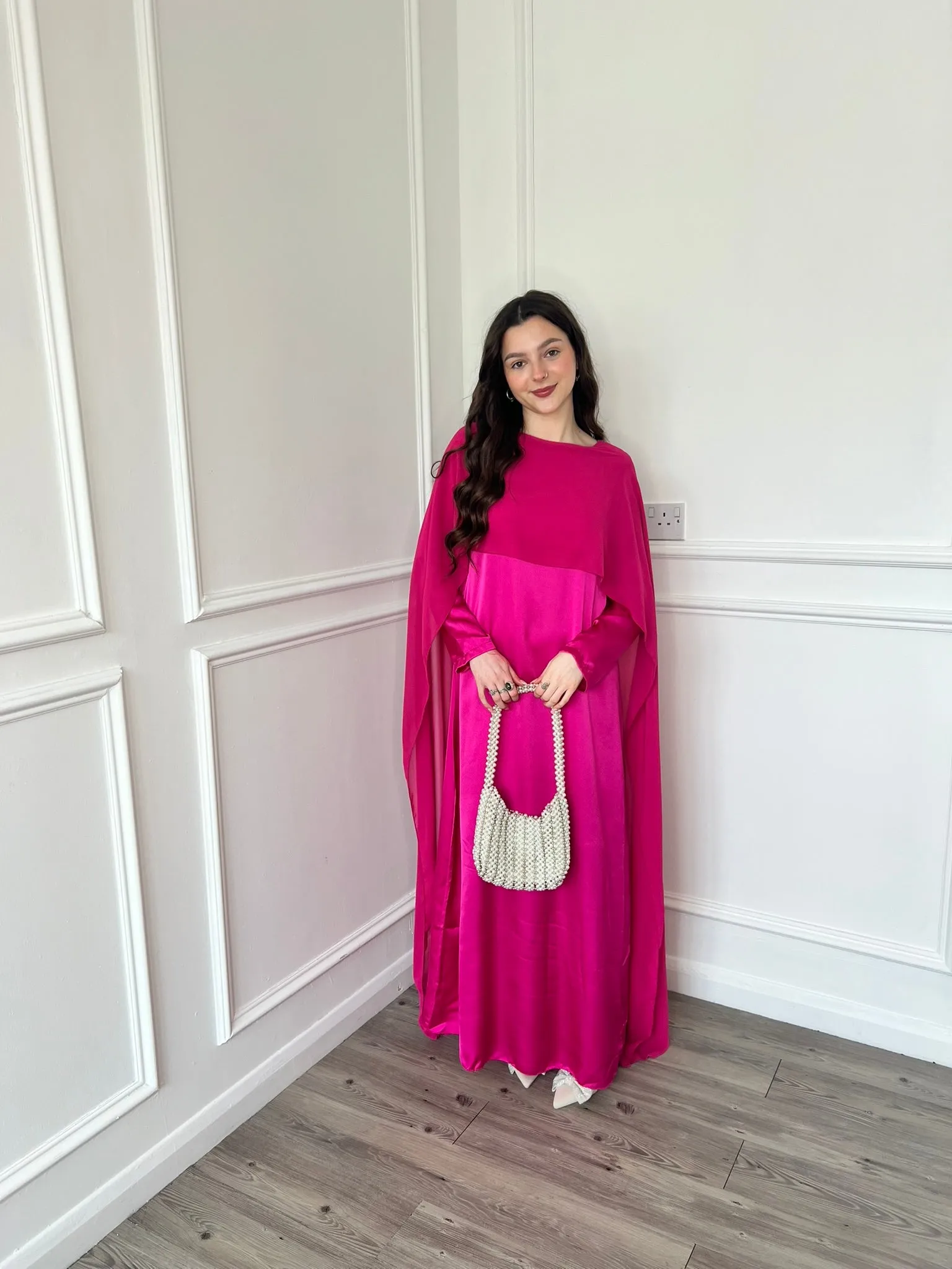 Miri Cape Dress - Hot Pink