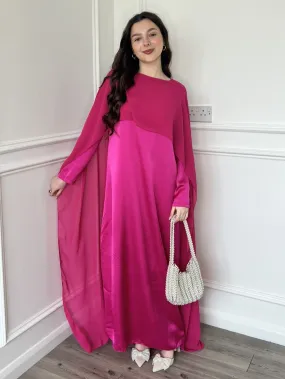 Miri Cape Dress - Hot Pink