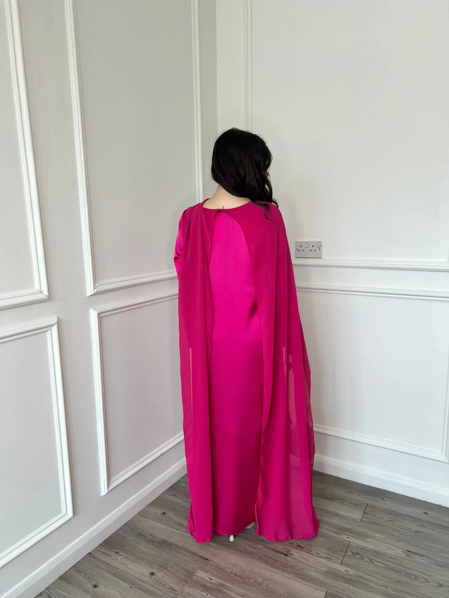 Miri Cape Dress - Hot Pink