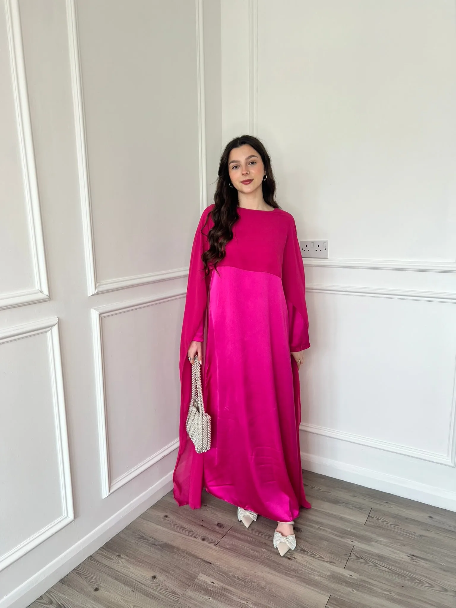 Miri Cape Dress - Hot Pink