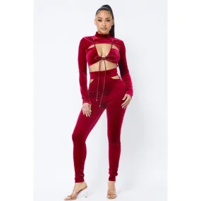 Missy Velour Jumpsuit (Red)
