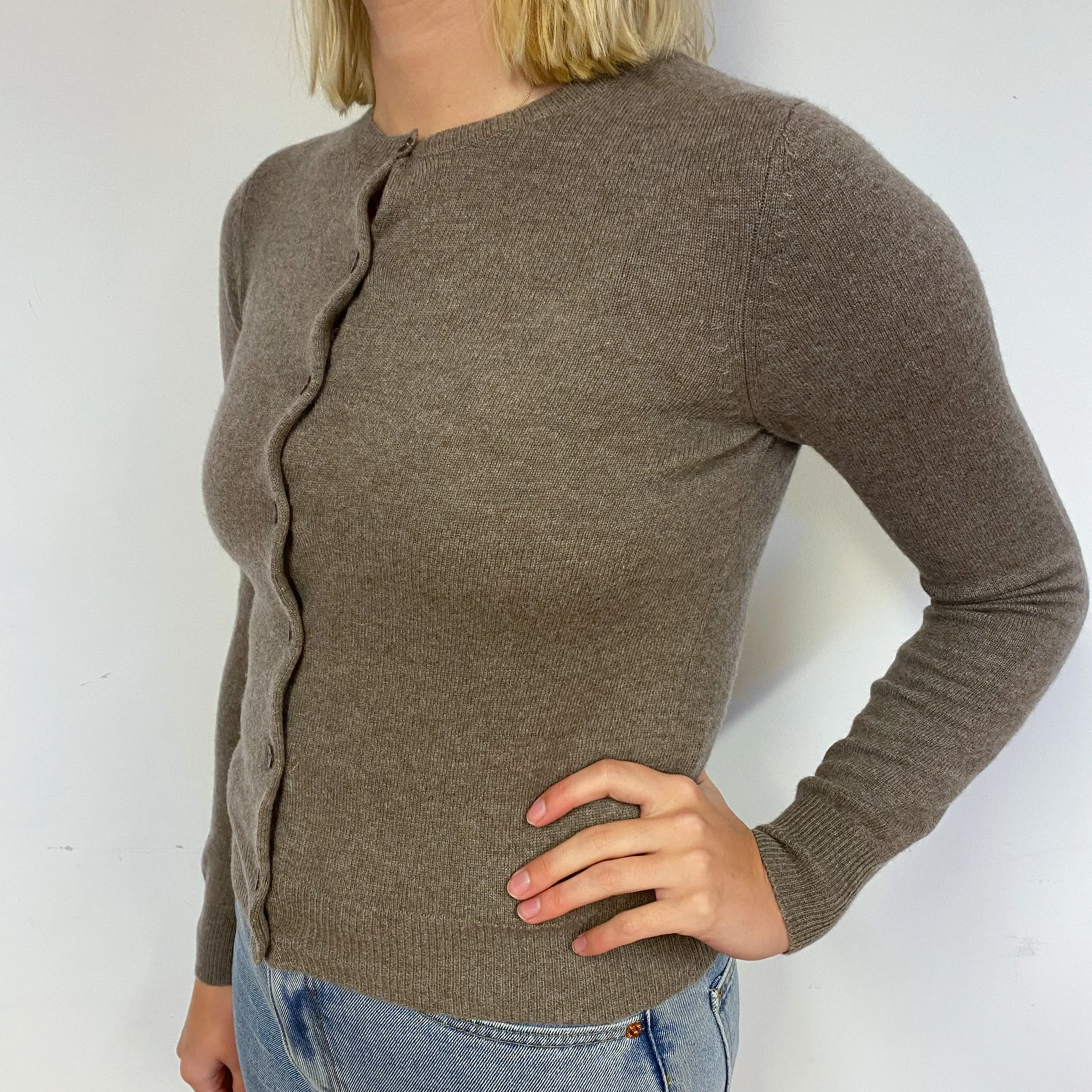 Mocha Brown Cashmere Cardigan Small