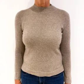 Mocha Brown Marl Cashmere Turtle Neck Jumper Medium