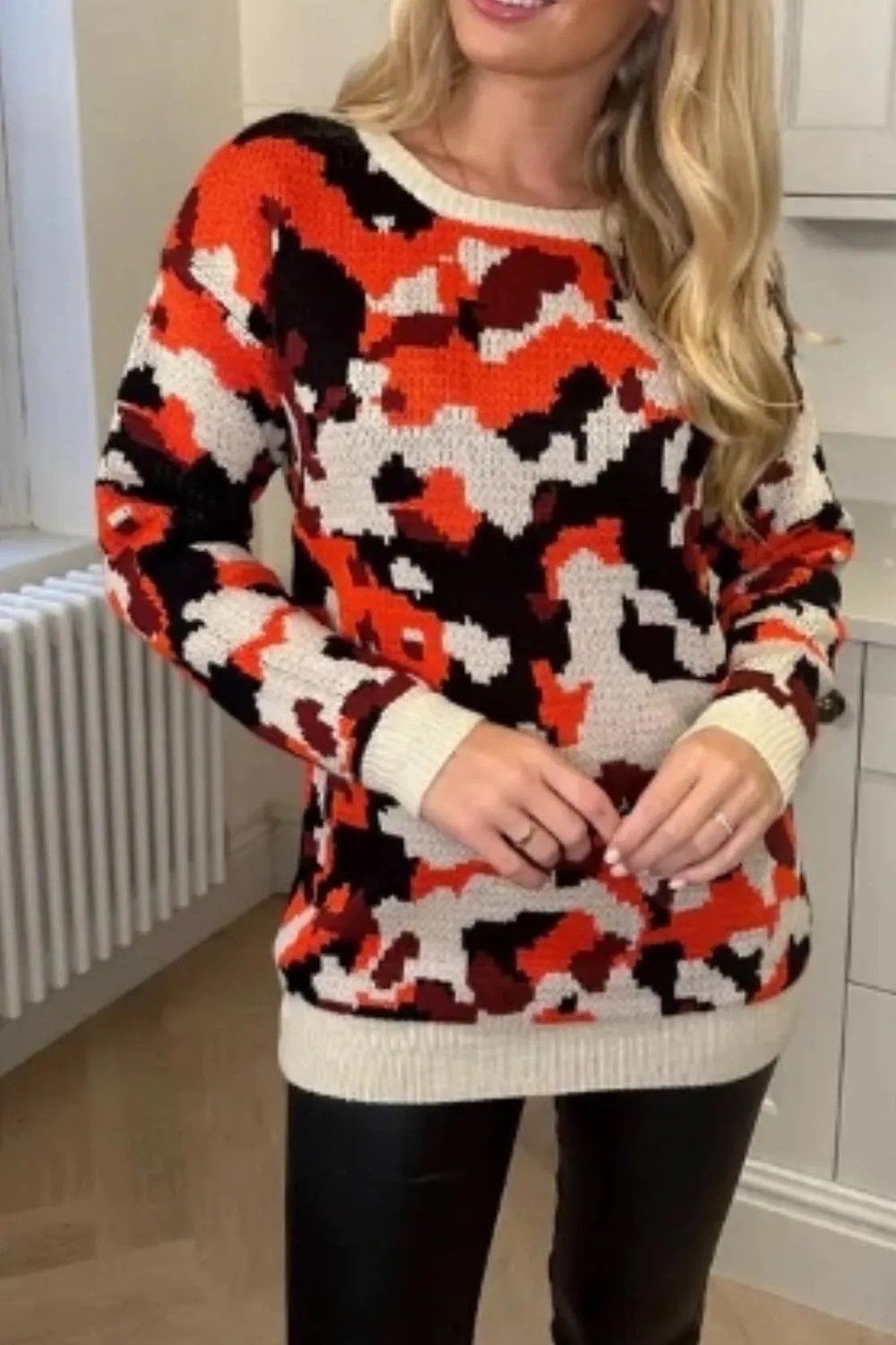 Multi Coloured Red/Blk Camouflage Jumper